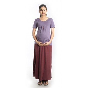 Zeme Organics Maternity Skirt - Maroon